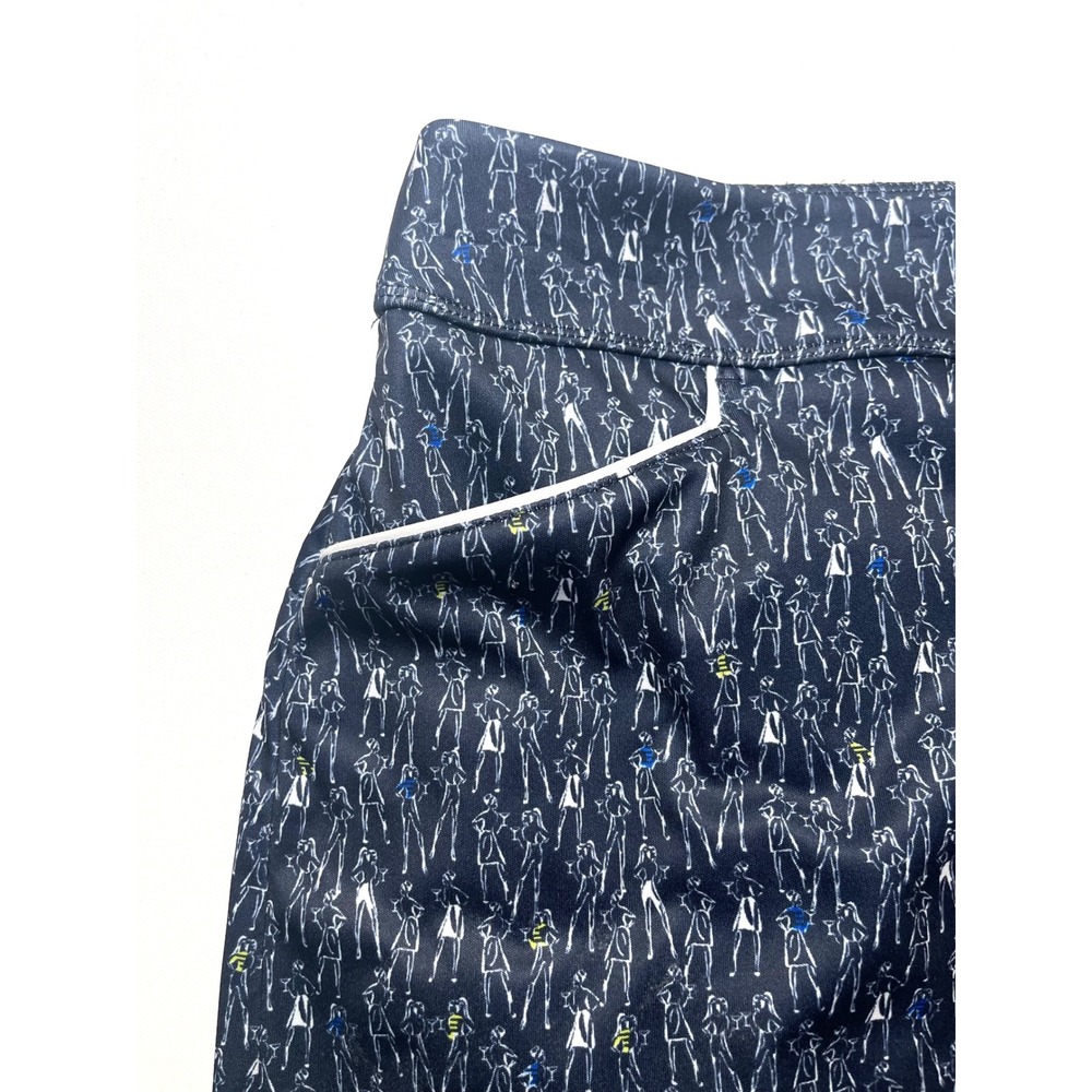 Greg Norman PlayDry Women Golf Skort Large Navy Social Cocktail Party Print 0449